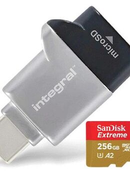 OTG USB 3.0 Typ C, Speicherkartenleser integral, SanDisk Extreme MicroSDXC 256GB mit einer Datenübertragung von bis zu 200MB/s, inklusive SD-Adapter - Fürth