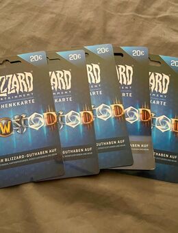 Verkaufe 5 Blizzard Guthaben Karten zu 20 Euro jeweils - Neubrandenburg