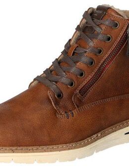 Mustang Shoes Winterboots, Schnürboots, Casual-Stiefelette mit kariertem Einsatz am Schaftrand