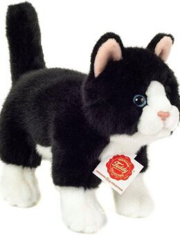 Teddy Hermann® Kuscheltier Katze 20 cm, schwarz/weiß, zum Teil aus recyceltem Material