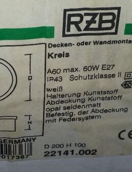 RZB 22141.002 Leuchte Kunststoff E27 60W neu in OVP. - Berlin Marzahn-Hellersdorf
