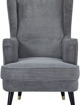 Home affaire Ohrensessel ZILLER, TV-Sessel, frei im Raum stellbar, in Cord und Samtvelours, Holzfüsse mit dekorativen Metallhülsen, Traumhafter Relaxsessel