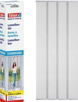 tesa Insektenschutz-Tür Insect Stop Standard Fliegengitter für Türen - 0.95 m : 2.2 m, (Packung, 1-St., Fliegennetz, Klettband), Lamellentür für Balkon & Terrasse