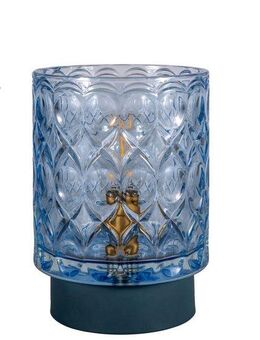 Pauleen LED Tischleuchte Chic Glamour mobile Blau Glas/Metall, LED fest integriert, Warmweiß, E14, Timer Batterie