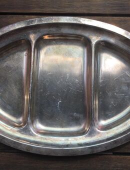 Tablett Serviertablett Dreigeteilt Vintage Versilbert Art Deco Qualität Schwerter - Fulda