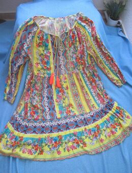 NEU * Romantik * Blumen * Blüten * Flower- Power * Festival * Boho * Ibiza- Style * Baby- Doll * Volant * Kleid "XUNA" Made in Italy * Gr. 38- 40, 42/ S- M * zitronen- gelb * neon- orange * türkis * bunt * - Riedlingen