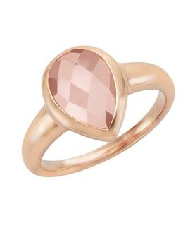 Jamelli Fingerring Silber 925 rosé-vergoldet mit echtem Rosenquarz