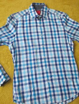NEU * Edel * Business * Freizeit * Karo * Langarm * Hemd "Olymp * body fit" Original * Gr. 37- 38 * 44- 46/ S * marine- dunkel-blau * türkis * weiss * - Riedlingen