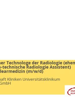 Medizinischer Technologe der Radiologie (ehem. Medizinisch-technische Radiologie Assistent) für die Nuklearmedizin (m/w/d) - Bochum