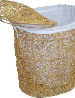 my home Wäschekorb, Rattan-Geflecht, mit Stoffeinsatz und Deckel, Höhe 62 cm