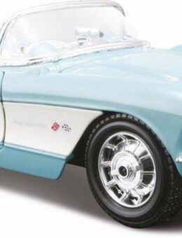 Maisto® Sammlerauto Chevrolet Corvette '57, 1:24, türkis, Maßstab 1:24, aus Metallspritzguss
