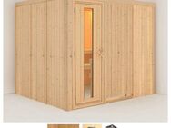 Karibu Sauna Gitte, BxTxH: 231 x 196 x 198 cm, 68 mm, (Set) 9-kW-Ofen mit integrierter Steuerung