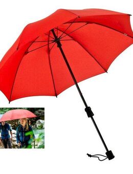 EuroSCHIRM® Stockregenschirm Swing handsfree, rot, verlängerbarer Schaft, handfrei tragbar