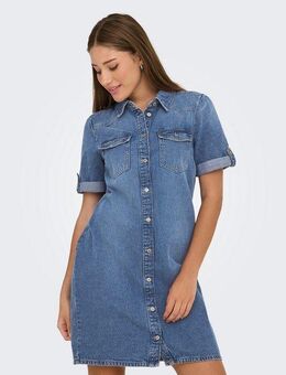 ONLY Jeanskleid ONLLISA – Denimkleid mit Knopfleiste und Brusttaschen modisch, Denim, regular fit, Baumwollmischung, Hemdkragen