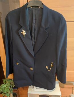 Dunkelblaue Jacke von Westbury wie neu dunkelblau Schurwolle mit Kette + Brosche - Ulm