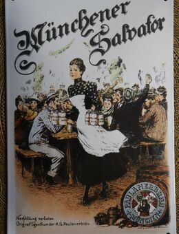 Emailleschild ,Münchener Salvator , Paulanerbräu - München , Bier - Werbung , Größe 30cm x 20cm - Görlitz