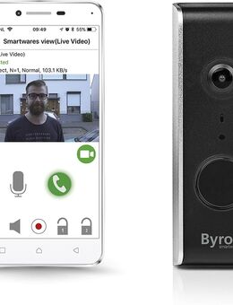Byron DIC-23112 WiFi Video Türklingel, Plastik, Schwarz, 2.4cm Wide, 5cm deep, 13.3cm high - Wuppertal