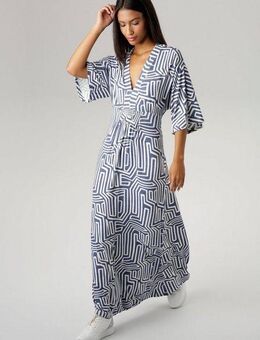 Aniston SELECTED Sommerkleid mit grafischem Druck in Jeansfarbe