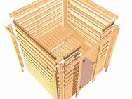 Karibu Sauna "Sonja" mit Energiespartür und Kranz naturbelassen, BxTxH: 224 x 160 x 202 cm, 38 mm