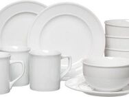 Ritzenhoff & Breker Frühstücks-Geschirrset Service, Simple (Teller, Schale, Kaffeebecher) (12-tlg), 4 Personen, Porzellan, Relief-Rand, 12 Teile, für 4 Personen