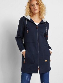 bonprix Kapuzensweatjacke mit Kapuze, in Longform, mit Eingrifftaschen