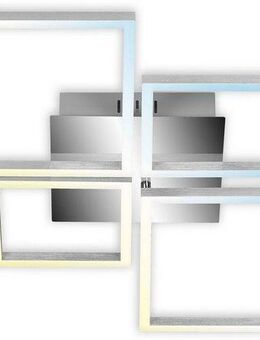 Briloner Leuchten LED Deckenleuchte 3093018 FRAME, CCT - über Fernbedienung, Farbwechsel, Nachtlichtfunktion, Timerfunktion, LED fest integriert, Kaltweiß, Neutralweiß, Tageslichtweiß, Warmweiß, Deckenlampe, 75x46,7x7,5cm, Chrom-Alu, Wohnzimmer,...