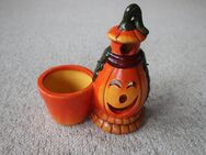 Halloween Teelicht Laterne Kürbis mit Topf orange grün gelb 13 cm X 14,5 cm - Niddatal