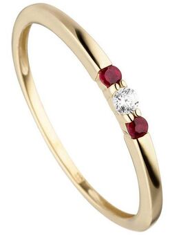 JOBO Fingerring Ring mit Rubin und Zirkonia, 333 Gold