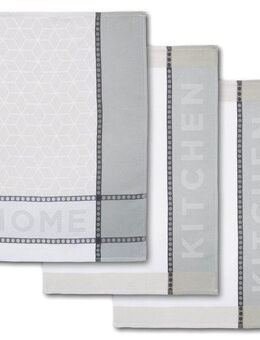 Dyckhoff Geschirrtuch HOME & KITCHEN, Maße je Tuch ca. 50x70 cm, aus 100% Baumwolle, (Set, 3-tlg), mit zwei verschiedenen Motiven