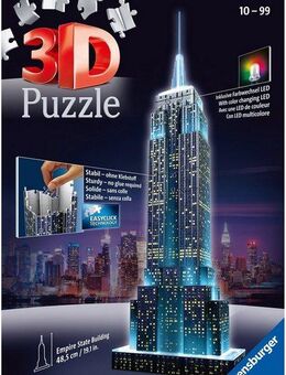 Ravensburger 3D-Puzzle Empire State Building bei Nacht, 216 Puzzleteile, mit Farbwechsel LEDs, Made in Europe
