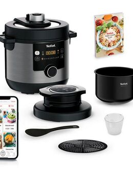 Tefal Multikocher Turbo Cuisine & Fry inkl. Extra-Crisp-Deckel, 1-Knopf-Bedienung, 1200 W, 7,6 l Schüssel, Schnellkochtopf/ Heißluftfritteuse, 15 automatische Programme, CY7788