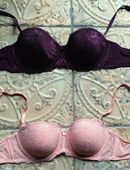 2 Balkonett-Push-BHs-T-Shirt BH-lachs/orange/rot/bordeaux-75c/80b in 24582