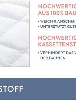 Excellent Daunenbettdecke VENEDIG, Bettdecken für Sommer und Winter, Decke, Füllung: 90% Daunen, 10% Federn, Bezug: 100% Baumwolle, Bettdecke 135x200 cm, 155x220cm und weitere Größen, Made in Germany