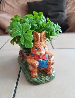 Osterdeko Hase mit Wagen. Material unbekannt - Kassel Brasselsberg