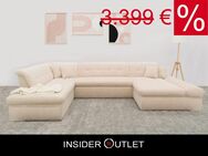 Wohnlandschaft 353cm Cord Beige Schlaffunktion U-Form Moric Bettf - Köln