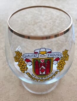 Weinbrandglas mit Goldrand und Stadtwappen Frankfurt/Oder - Ludwigsfelde