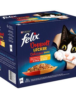 38 + 10 gratis! 48 x 85 g Felix Nassfutter - "Doppelt lecker - so gut wie es aussieht" Mix I