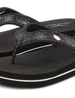 Venice Beach Badezehentrenner Sandale, Pantolette, Badeschuh ultraleicht mit Glitzerband VEGAN