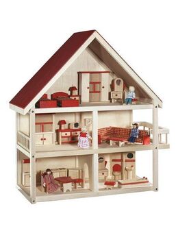 roba® Puppenhaus Villa Bunt, 3-stöckig, inkl. Möbel und Puppen