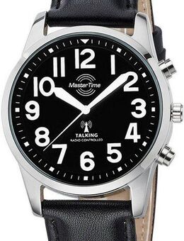 MASTER TIME Funkuhr Sprechende Funkuhr MTGA-10868-22L, Armbanduhr, Quarzuhr, Herrenuhr, Datum, Lederarmband