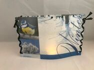 Stimmungslicht / Windlicht "Meise im Schnee" handmade NEU - Erkelenz