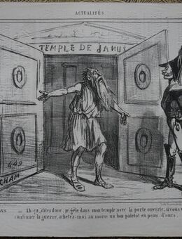 Alte Lithografie : Tempel de Janus ., Grafik von Cham , in der Platte signiert und nummeriert 449 , Blatt aus dem Jahr 1855 , Blatt 37cm x 25,5cm , M24 - Görlitz