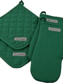 ROSS Topflappen Exclusiv, (Set, 4-tlg), 2x Topflappen und 2x Grillhandschuh, 100% Baumwolle