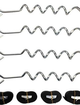 Peddy Shield Bodenanker, zum Eindrehen, (Set, 8-St), bestehend aus 4 Erdankern und 4 Spanngurten (2,5 m)