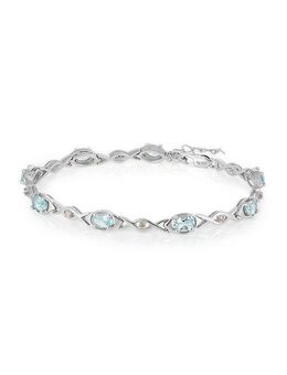 Vira Jewels Armband 925-Sterling Silber rhodiniert Glänzend Blautopas beh. Blau