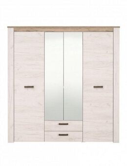 Home affaire Kleiderschrank Kent, FSC®-zertifizierter Holzwerkstoff, Made in Europe Schlafzimmerschrank mit Spiegel und Schubladen, 198,5x55,5x206,5cm