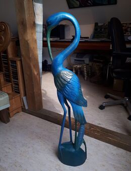 Fischreiher Figur Holz blau,türkis,gold Handarbeit Unikat - Friedrichsdorf