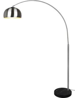 TRIO Leuchten Stehlampe ARGENTINA, Bogenleuchte exkl 1xE27 max 60W Höhe 200cm mit Fußschalter, Ein-/Ausschalter, Leuchtmittel wechselbar, warmweiß - kaltweiß, Stehleuchte nickel mit Fuß aus schwarzem Marmor, Wohnzimmer Bogenlampe