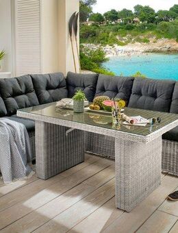 Destiny Gartenlounge-Set RIVIERA, (16-tlg., 2x Schenkel, 1x Tisch, inkl. Auflagen), Aluminium, Polyrattan