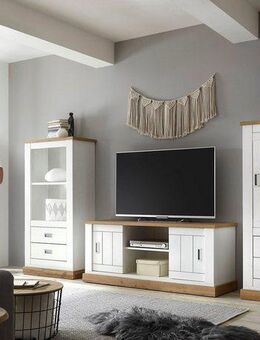 Home affaire Wohnwand Orlando, moderne Anbauwand, Komplettset im Landhausstil, (3-St., 1 Standregal. 1 Lowboard, 1 Vitrine), enthält Regal, Vitrine und Lowboard, 324 cm breit